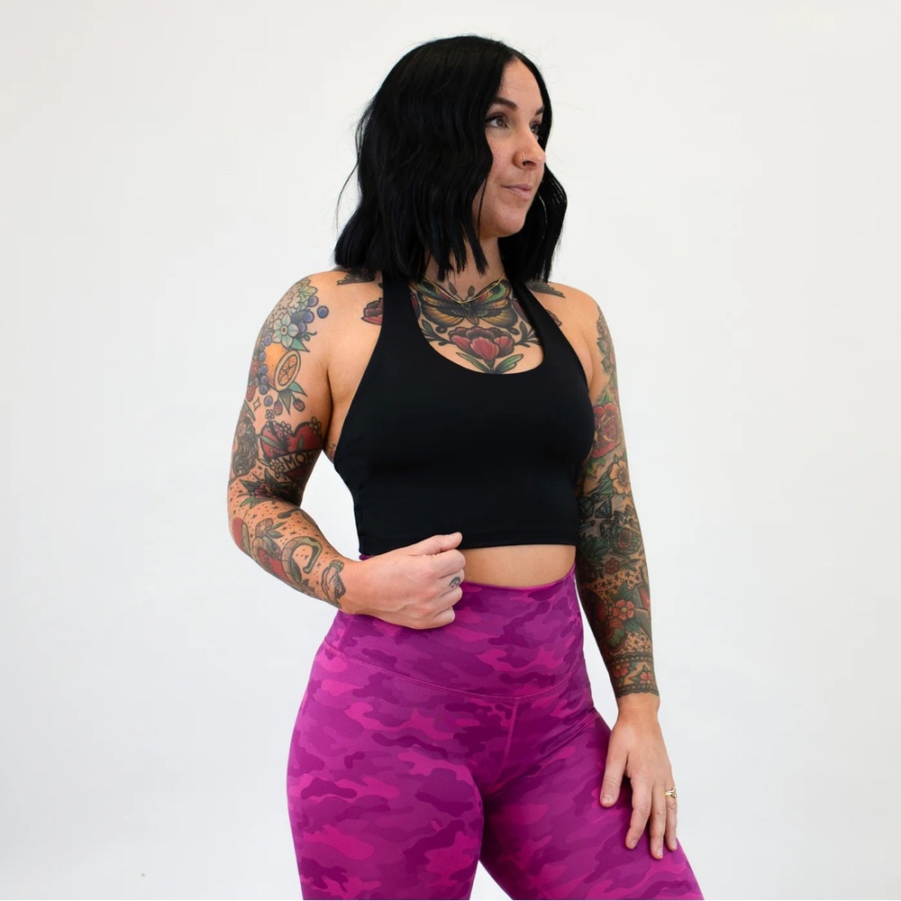 Fleo Black Halter Crop Top